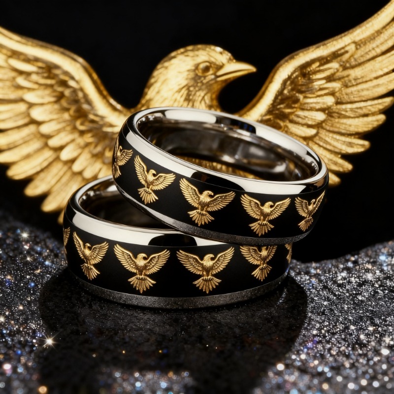 Men's Golden-tone Stainless Steel Soaring Eagle Ring